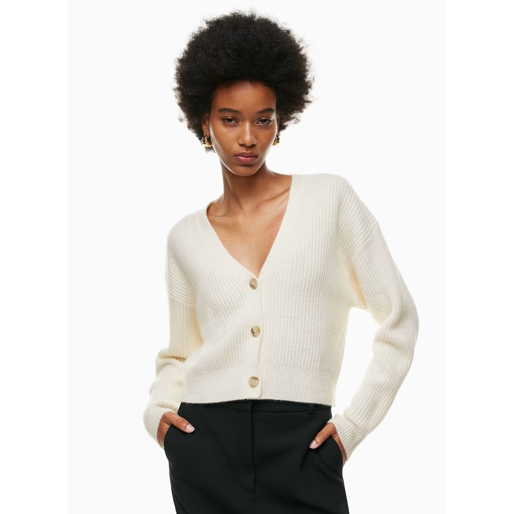 Aritzia Babaton Luxe 100% Cashmere Canberra Cardigan Birch XS Quiet Luxury Fall